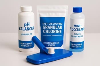 Starter bakım kiti: pH denge, granül klor, mini flok ve mini vakum