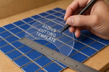 Radius şablonu ve cetvel: düzgün yay için kılavuz