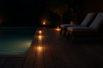 Akşam güverte ambiyansı: sıcak ışık ve ahşap doku