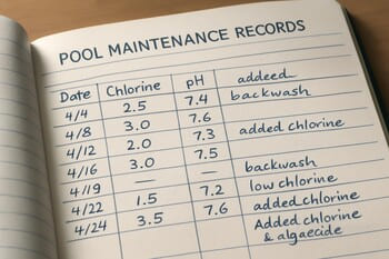 Servis günlüğü defteri: tarihli girişler ve ölçüm notları