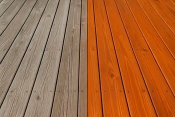 Öncesi-sonrası: solmuş güverte ile tazelenmiş sıcak renk karşılaştırması