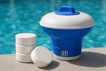 Klor tabletleri ve dağıtıcı — dengeli salınım için kapaklı yüzdürücü