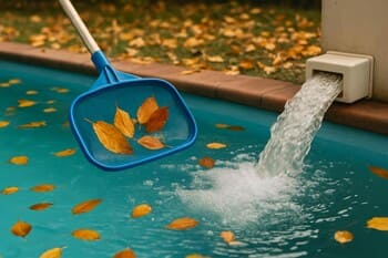 Sonbaharda yaprak savar ile yüzey temizliği ve filtre geri yıkama